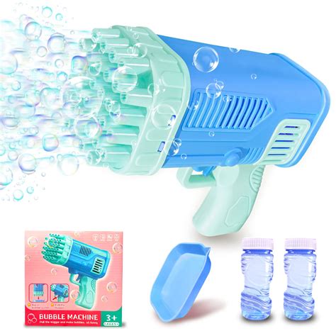 Small Bubble Gun for Kids - 32 Holes Bazooka Bubble Machine Gun with 2 ...