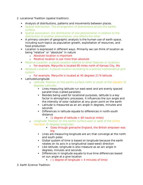 Geography Notes Unit 1 - Locational Tradition (spatial tradition ...