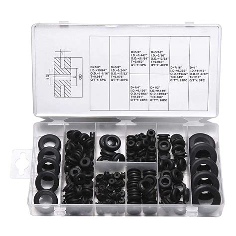 Buy 180 Pieces Rubber Grommet Assortment Kit Electrical Conductor ket ...