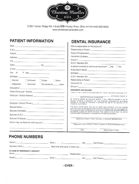 Fillable Online DENTAL INSURANCE PHONE NUMBERS DENTAL HISTORY Fax Email ...