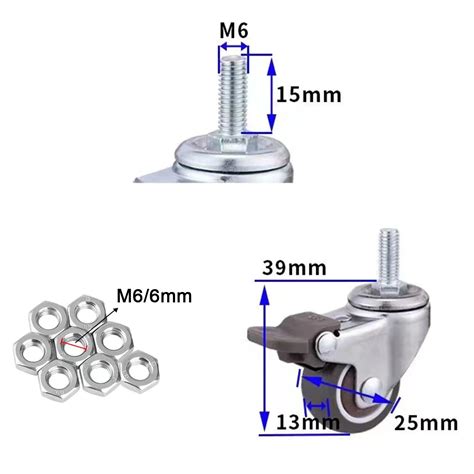 Buy UQXY 1 Threaded Stem Casters with Brake, Heavy Duty Swivel Caster ...