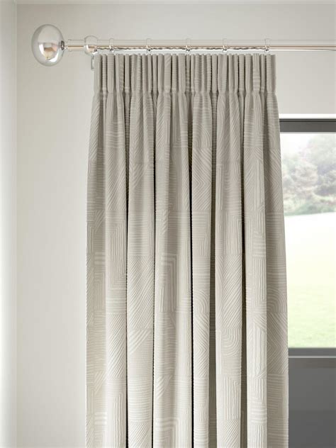 John Lewis Strata Weave Pair Lined Pencil Pleat Curtains, Putty
