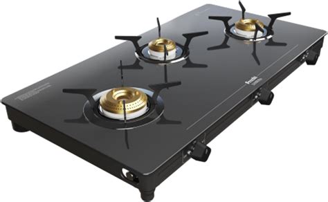 Preethi Luxe Pro 3 Burner Glass Top Gas Stove With Driptray Less ...