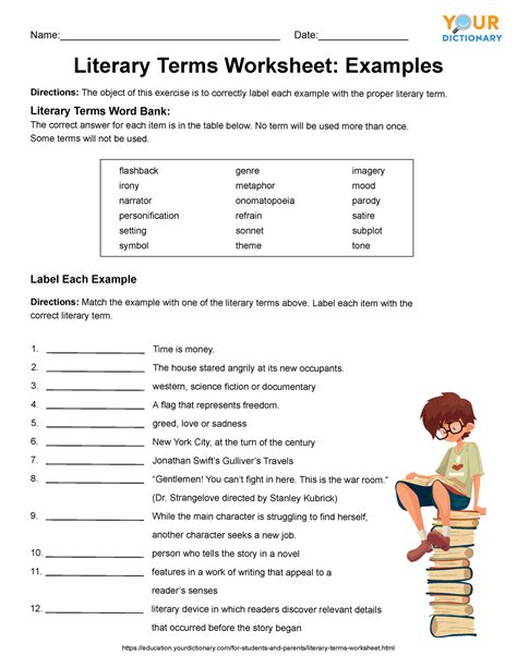 Free literary terms review worksheet, Download Free literary terms ...