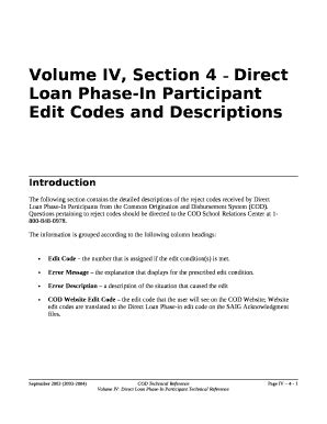 Volume IV, Section 4 Direct Loan Phase-In Participant Edit Codes and ...