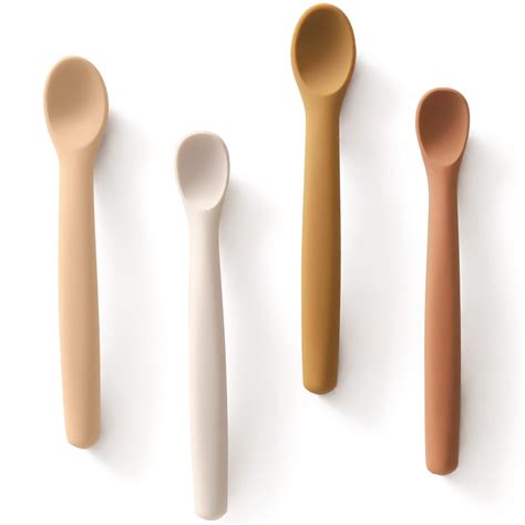 Amazon.com: Moonkie Silicone Baby Spoons Set of 4, Soft-Tip Spoons for ...