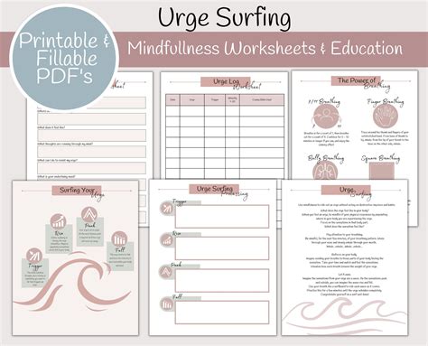 Urge surfing worksheets and educational material mindfulness breathing ...