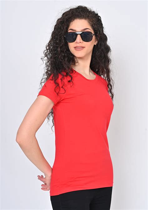 Womens Round Neck Red T-shirt – Indian Princess