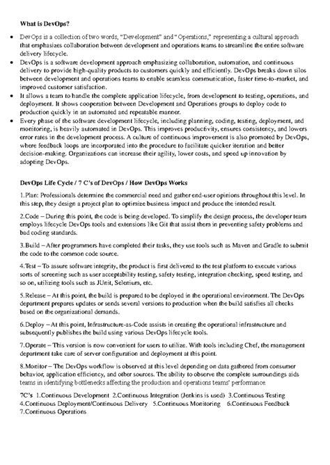 DEV OPS MCA SOLVED PAPERS - What is DevOps? DevOps is a collection of ...