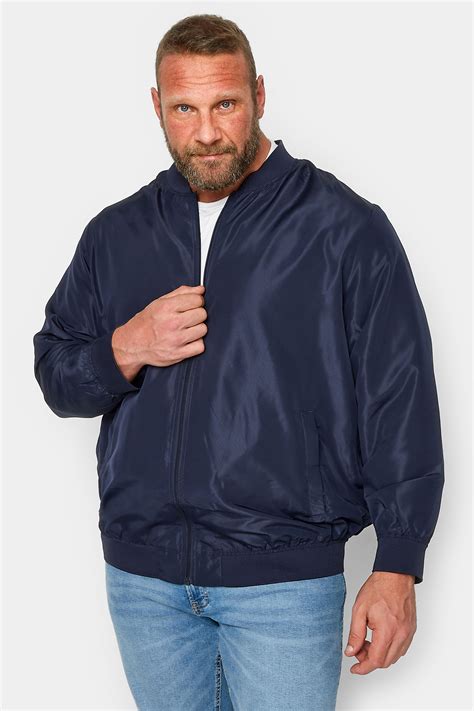 JACK & JONES Big & Tall Navy Blue Bomber Jacket | BadRhino