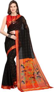 Buy Ethnic Junction Printed, Checkered Daily Wear Pure Cotton Black ...