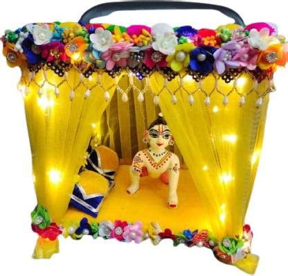 tilak shringar laddu gopal ji special wooden bed with (LED LIGHT)(SIZE ...