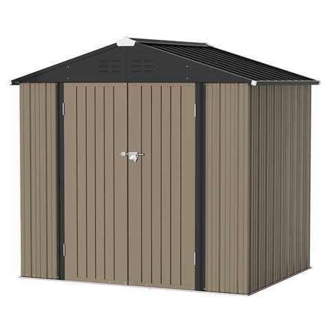 Greesum Metal Outdoor Storage Shed 8FT x 6FT, Steel Utility Tool House ...
