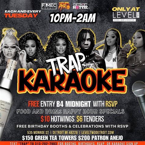 TRAP KARAOKE TUESDAYS @ LEVEL TWO LADIES FREE TILL MIDNIGHT W/ RSVP at ...