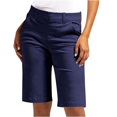 HTNBO Women's Golf Shorts with Pockets 9'' Knee Length Stretch Quick ...