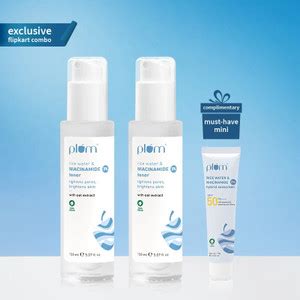 Plum 3% Niacinamide & Rice Water Alcohol-Free Toner Duo + Niacinamide ...