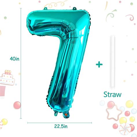 Buy 40 inch Tiffany Blue Number 7 Balloon, Big Size Teal Blue Digit ...