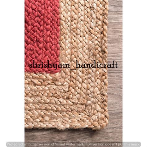 Bohemian Natural Jute Rug Braided Floor Rectangle Jute Rug - Etsy India