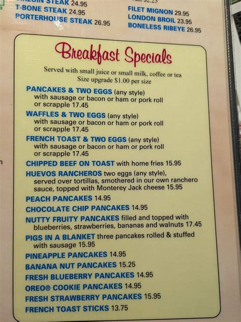 Menu at Princess Maria Diner restaurant, Wall Township