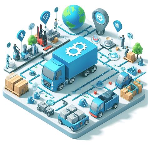 3d flat icon aipowered sustainable supply chain concept optimizing ...