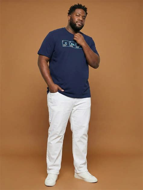 Men Plus Size Craycray Navy-Blue Printed Round Neck Tshirt – bigbanana