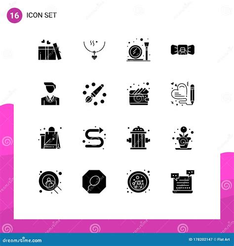 16 Thematic Vector Solid Glyphs and Editable Symbols of Business ...
