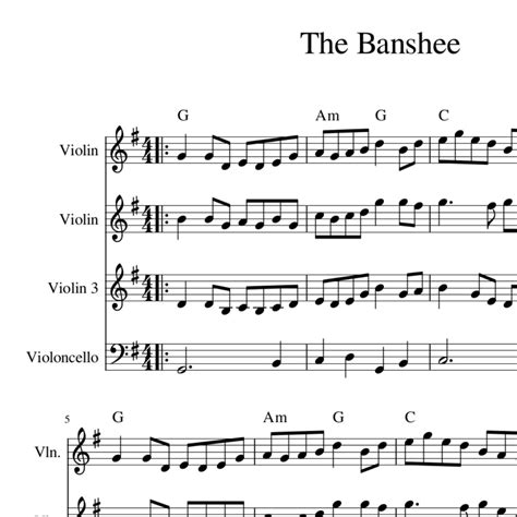 The Banshee - Irish Tune String Quartet Sheet Music | Celtic Fiddle ...
