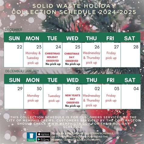 Solid Waste Management Holiday Collection Schedule 2024-2025