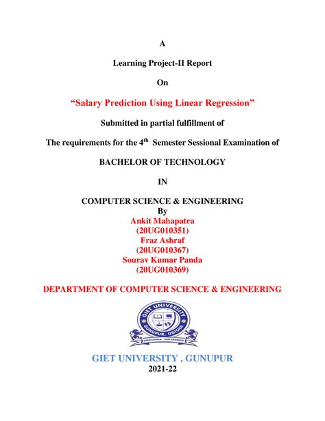 Learning Project-II Annexure-4 - A Learning Project-II Report On