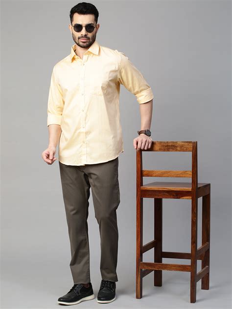 Genips Men's Dark Grey Cotton Stretch Caribbean Slim Fit Solid Trouser ...