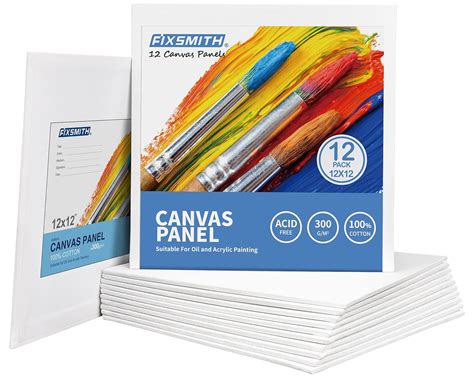 FIXSMITH Painting Canvas Panels - 12x12 Inch Canvas Board Super Value ...