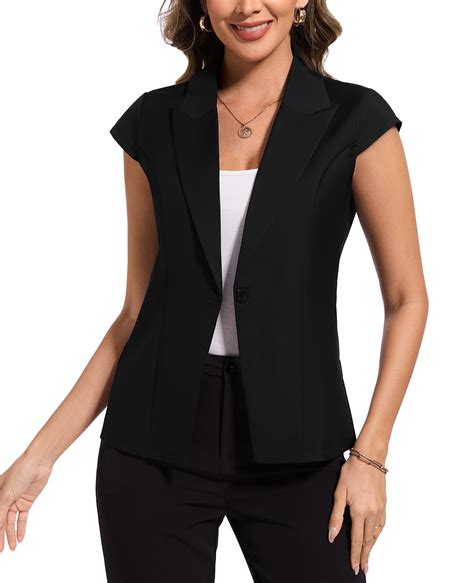 MINTLIMIT Short Sleeve Blazers for Women Business Casual Button Front ...