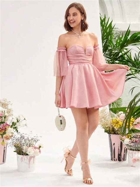 Enchnt Off Shoulder Ruched Bust Dress | SHEIN USA