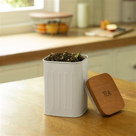 Buy foursquare tea container with wooden lid Online - Ellementry ...