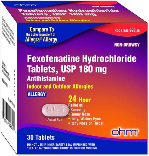 Buy Ohm Non-Drowsy Fexofenadine Antihistamine Indoor Outdoor Allergy ...