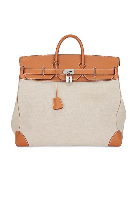FWRD Renew Hermes Toile De Camp Birkin 50 Handbag in Brown | REVOLVE