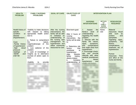 SOLUTION: Hypertension Family Nursing Care Plan - Studypool