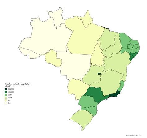 Brazilian states by population density - Maps on the Web