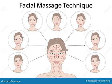 Facial Massage Technique and Shiatsu Points, Acupuncture Vector ...