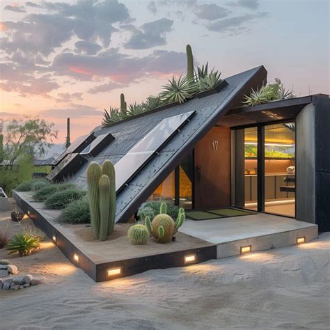 Modern Minimalist Earthship Home: Eco-Friendly Living with Solar Panels ...