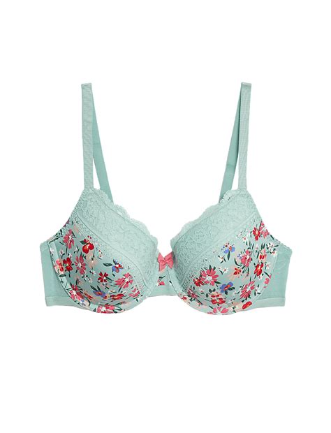 Buy Printed Lace Trim Wired Full Cup Bra at Marks & Spencer