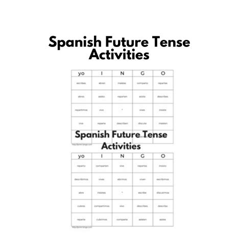 Spanish Future Tense Activity: Bingo - Real Life Language