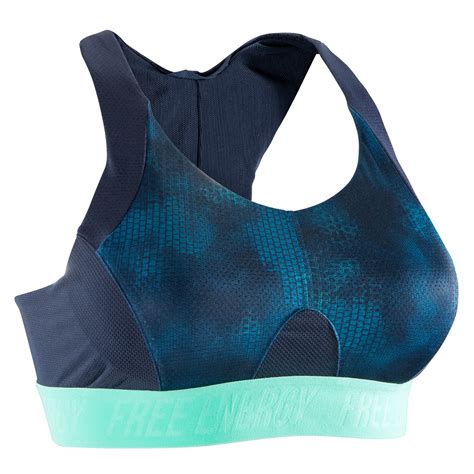 500 Women's Cardio Fitness Sports Bra - Navy Blue Print