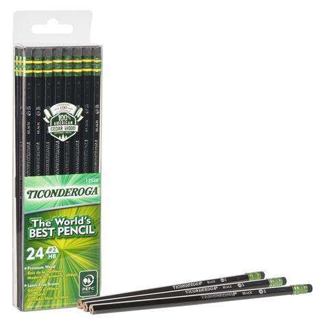 Ticonderoga #2 Soft Pencils, 24 Count, Wood-Cased Graphite Black ...