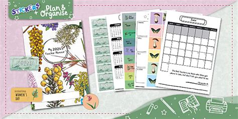 2024 Teacher Planner Work Pad and Diary + Stickers - Twinkl