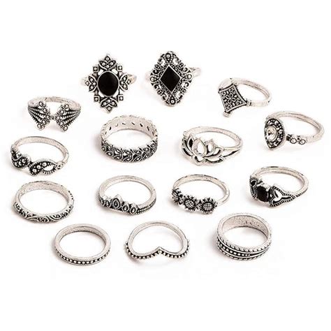 YouBella Oxidised Combo of 15 Boho Silver Plated Rings for Girls and ...