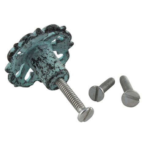 Antique Sage Green Floral Iron Cabinet Knobs