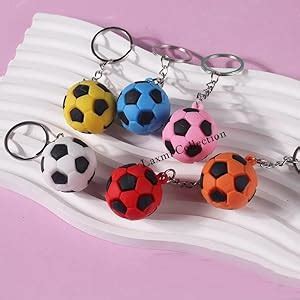 Laxmi Collection 12 Pcs Cute Football Soccer Theme Keyrings Key Chains ...