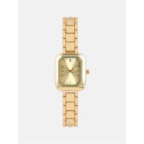 Buy Haute Sauce Women The Savile Rectangular Gold Dial Analog Watch ...