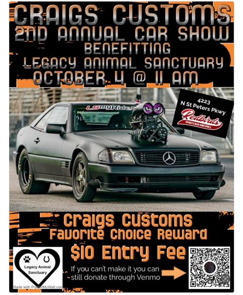 2nd annual car show with Redbirds. Benefit for Legacy animal sanctuary ...